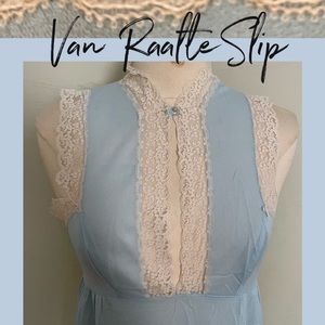 Vintage Blue and Lace Van Raalte Button-neck Nightgown